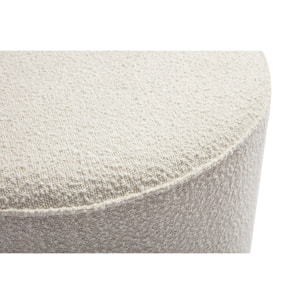 Pouf rond en tissu effet laine bouclée blanc D70 cm PAUL