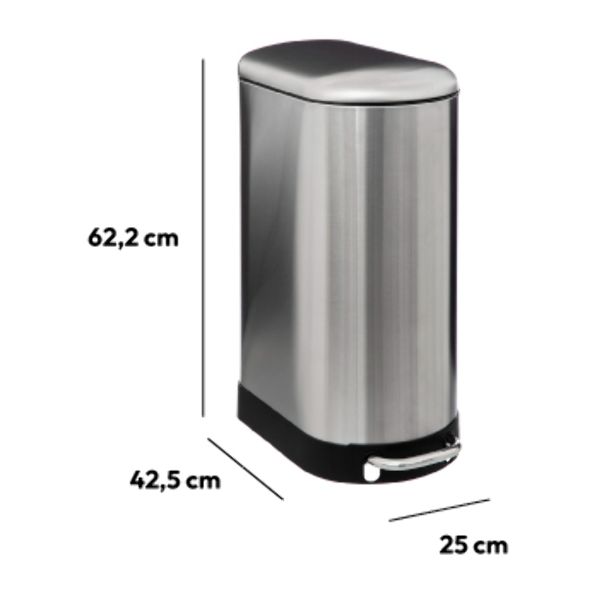 Poubelle slim à pédale métal 30L Ariane