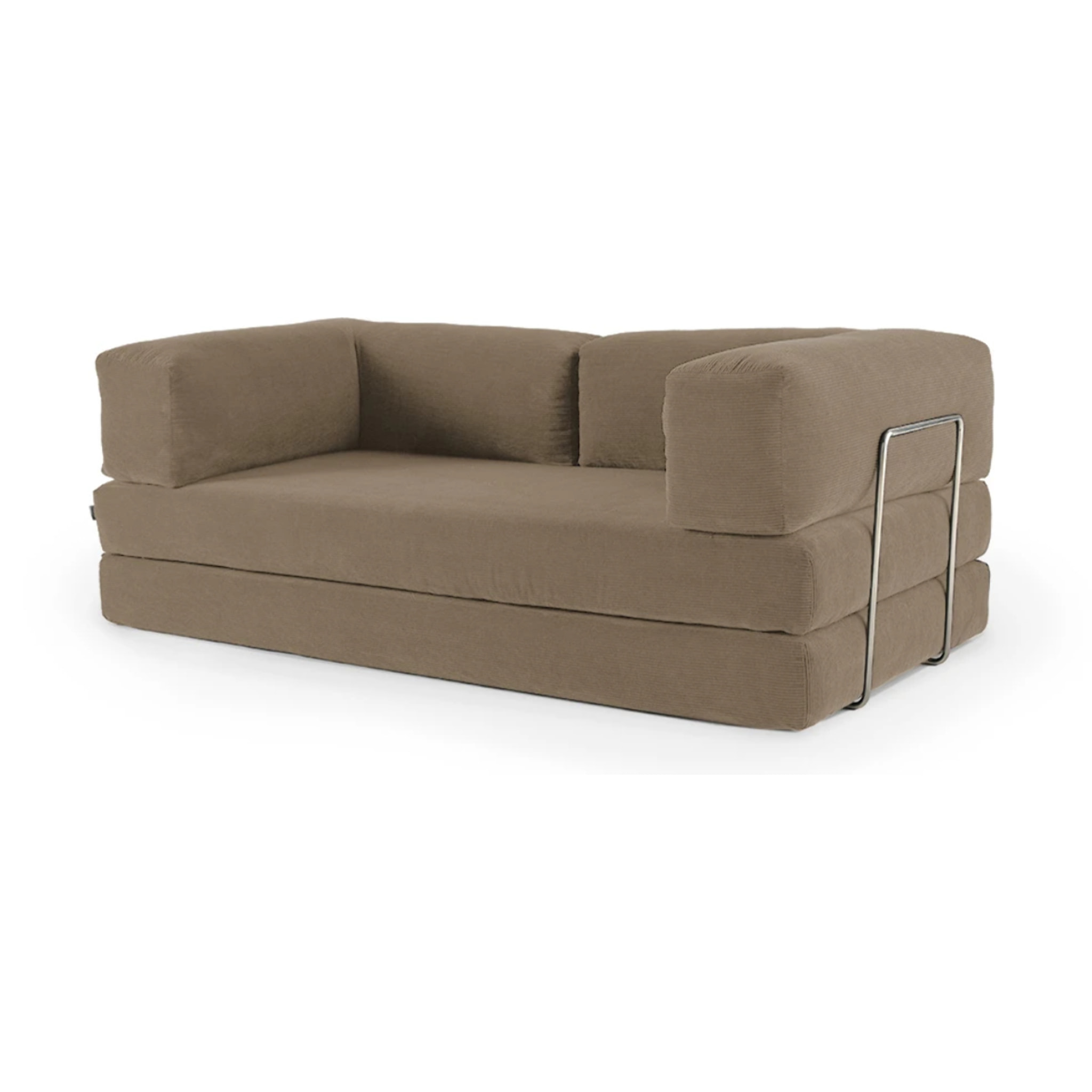 TRENDY - Canapé compressé 3 places modulable en velours côtelé taupe