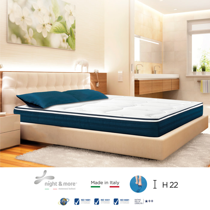 "Primula" H22 cm 180x200 coppia guanciali Memory OMAGGIO 2cm memory foam