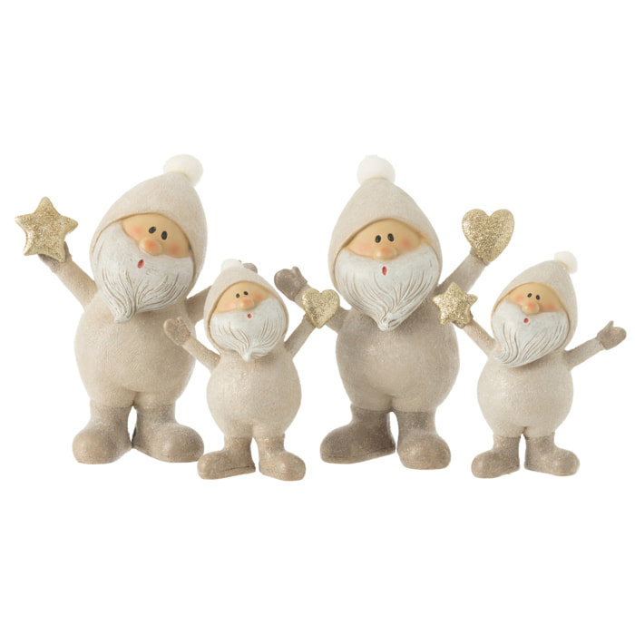 J-Line figurine Père Noël Etoile Coeur - polyrésine - gris - large - 2 pcs