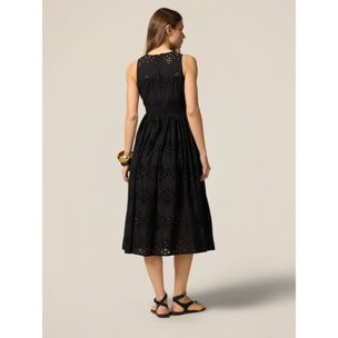 Oltre - Vestito flare in pizzo sangallo - Nero