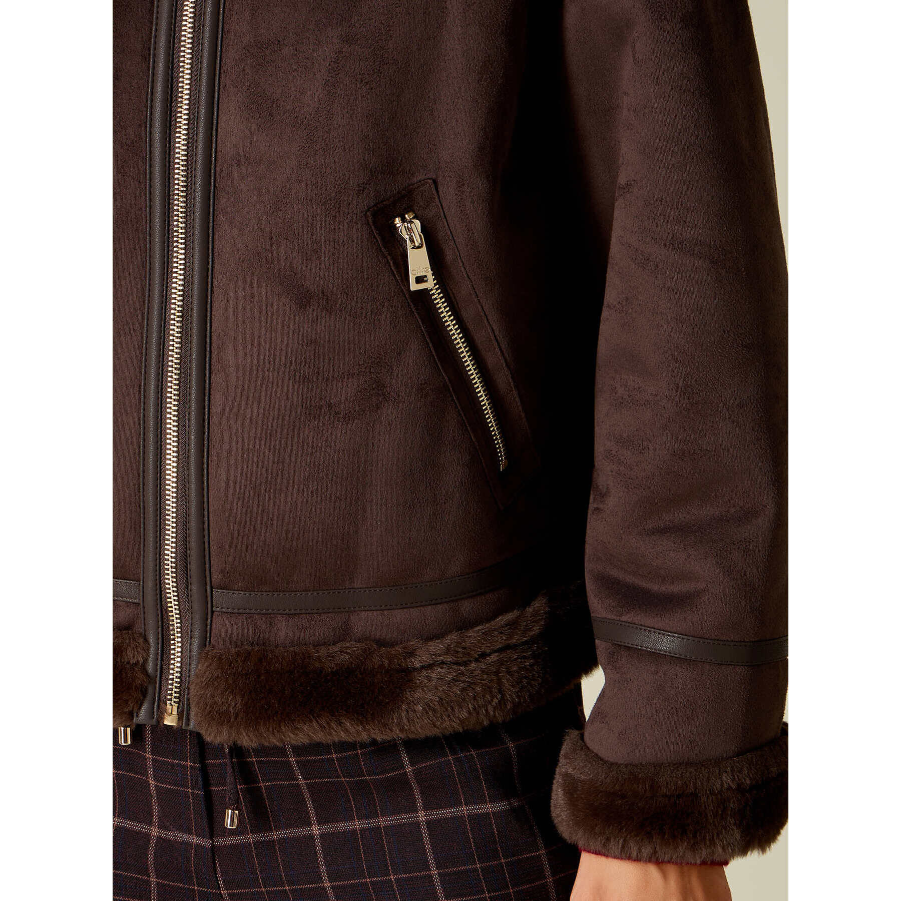 Oltre - Giubbotto effetto shearling - Marrone