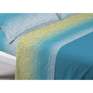 Completo Lenzuola In 100% Cotone Degrade Azzurro