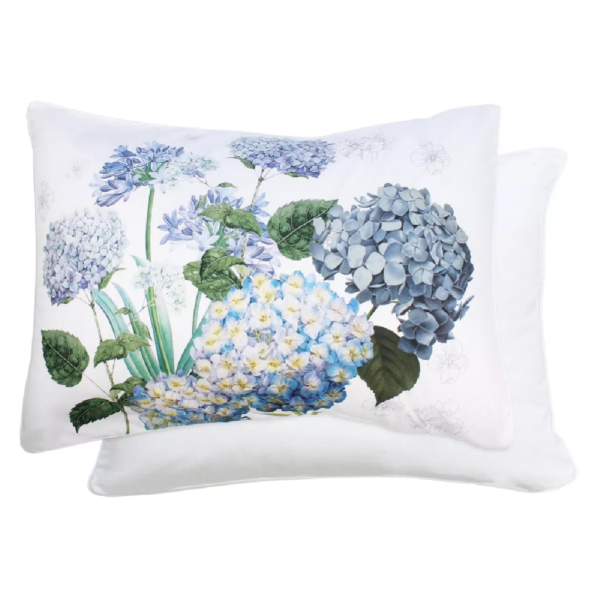 Taie d'oreiller percale de coton imprimé multicolore Maelys bleu