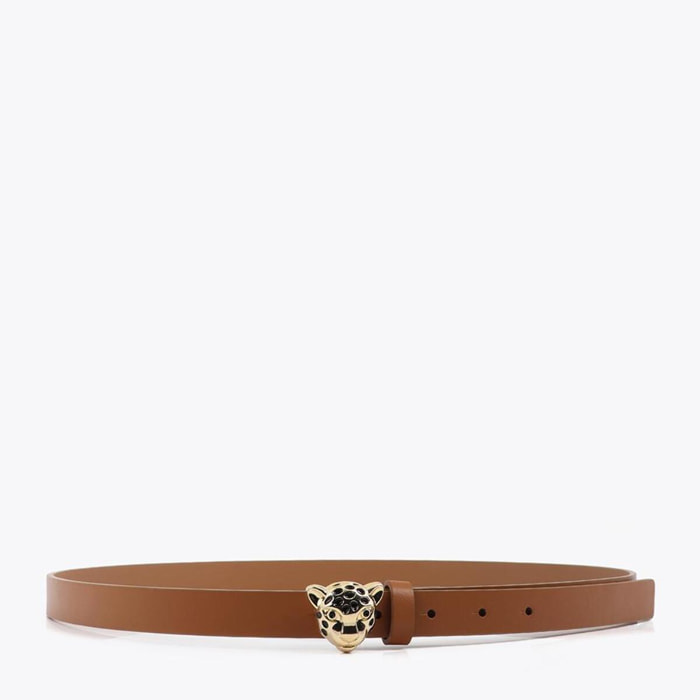 Cintura sottile con fibbia stampata leopardata