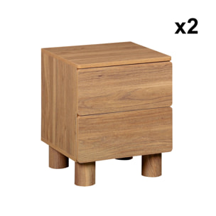 Table de chevet décor bois 2 tiroirs (lot de 2) AYANA