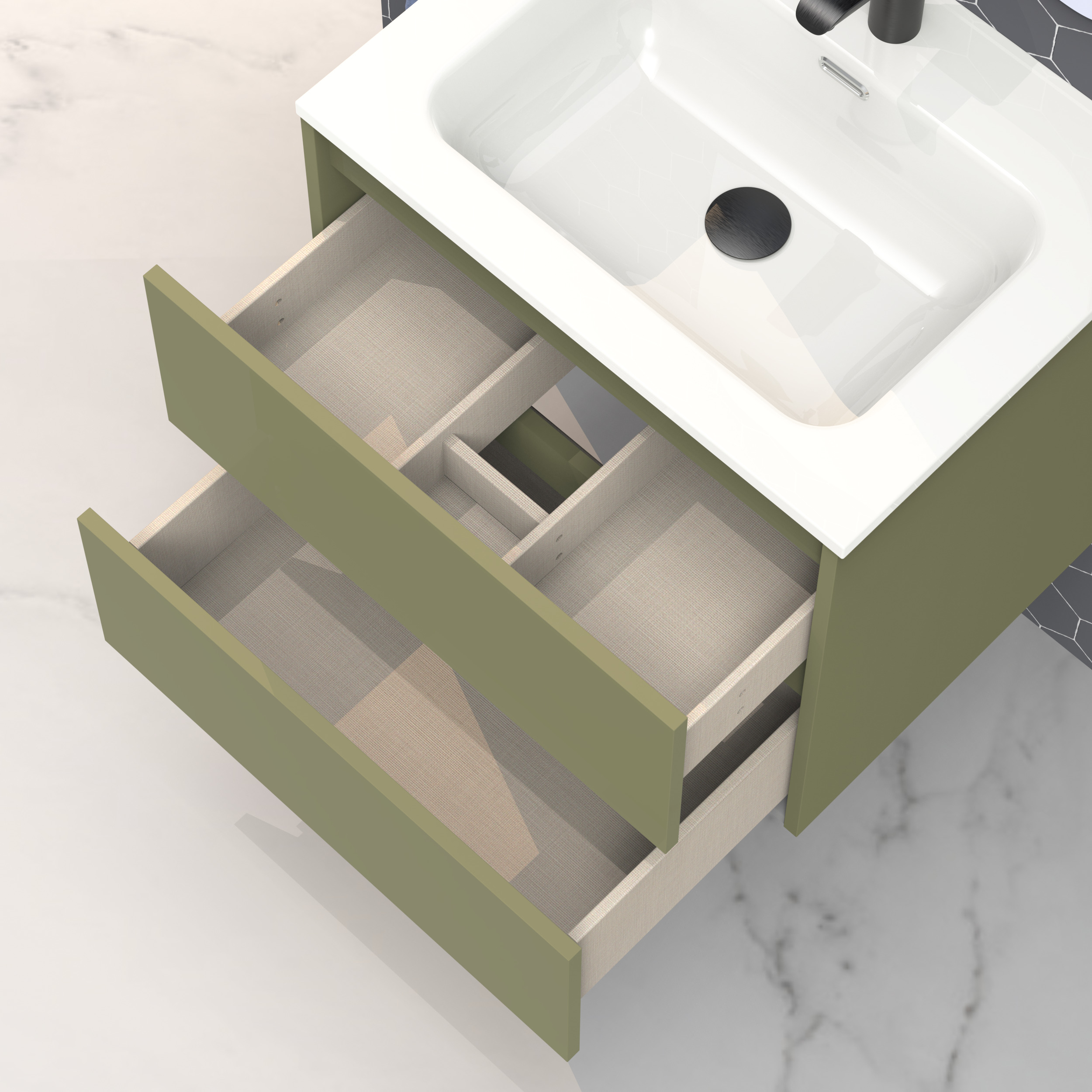 Ensemble de salle de bain IRONA 2C, 60cm, comprend lavabo et miroir