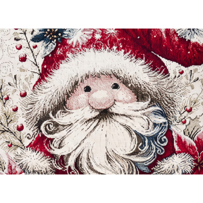 Fodera Per Cuscino Arredo Natalizio In Tessuto Gobelin Cinigliato Made in Italy Disegno Babbo Elfo