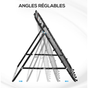 Filet de rebond pliable inclinaison réglable - piquets d'ancrage inclus - filet PE noir métal époxy noir