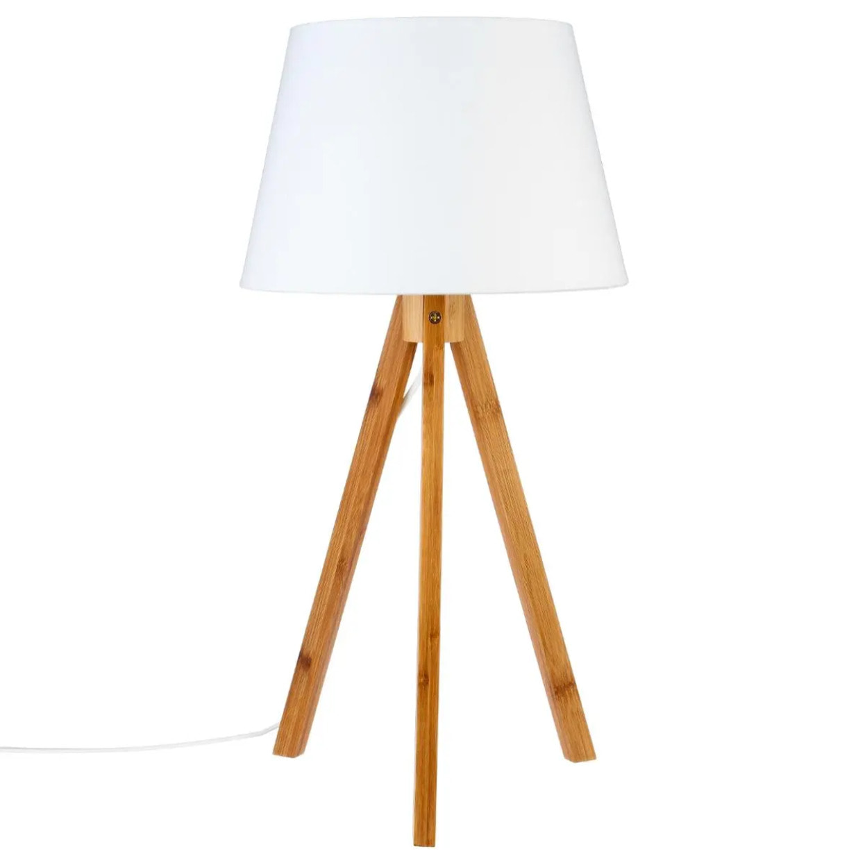 Lampe trépied "Bahi" - bambou et blanc H56 cm