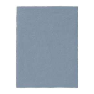 Drap plat uni en lin lavé, Made in France, NOUVELLE VAGUE , Bleu cascade