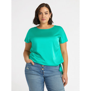 Fiorella Rubino - Blusa de viscosa LENZING™ ECOVERO™ con nudo - Green Water