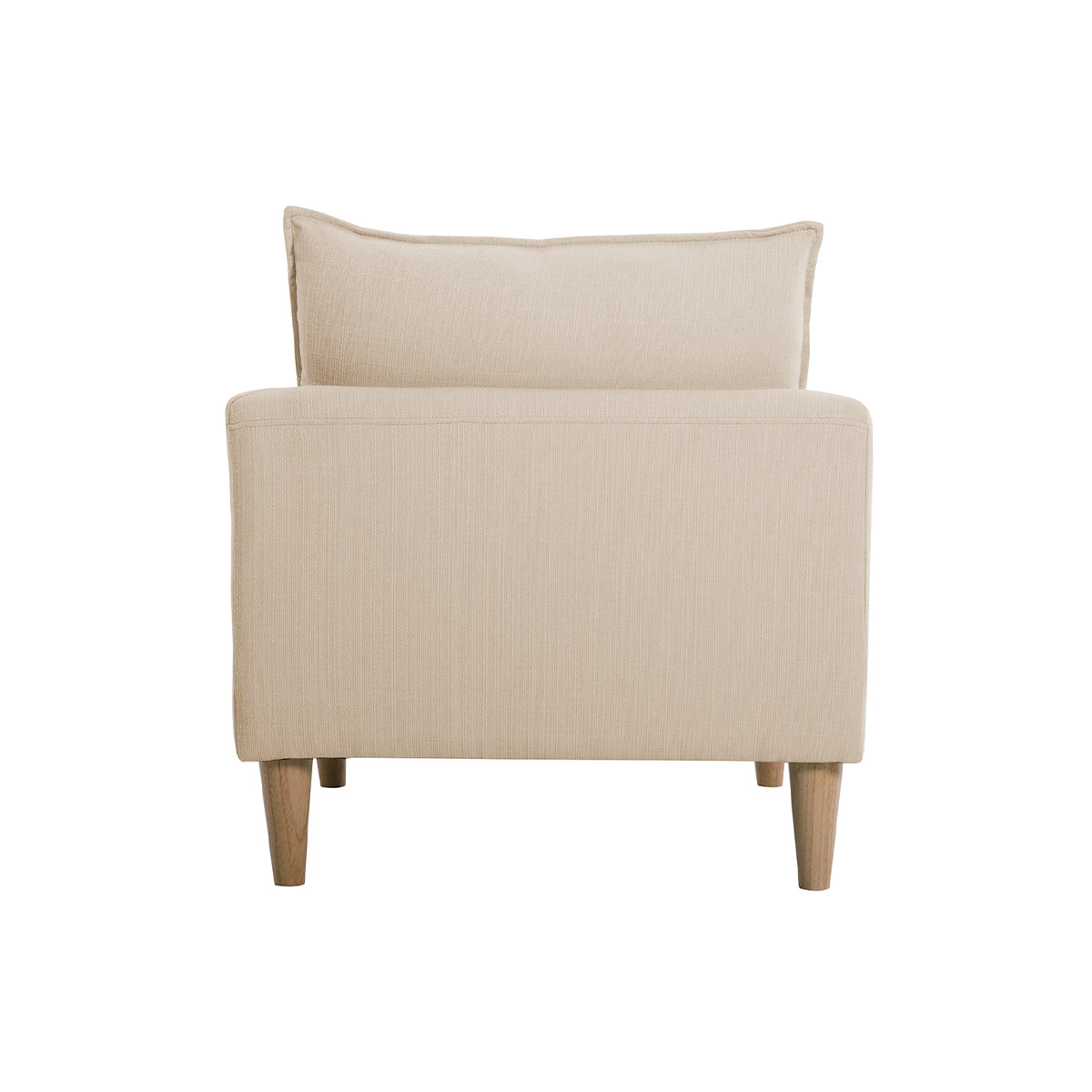 Fauteuil scandinave en tissu beige et bois clair KATE