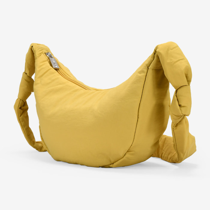 Bolso bandolera amarillo con bolsillos y cremallera