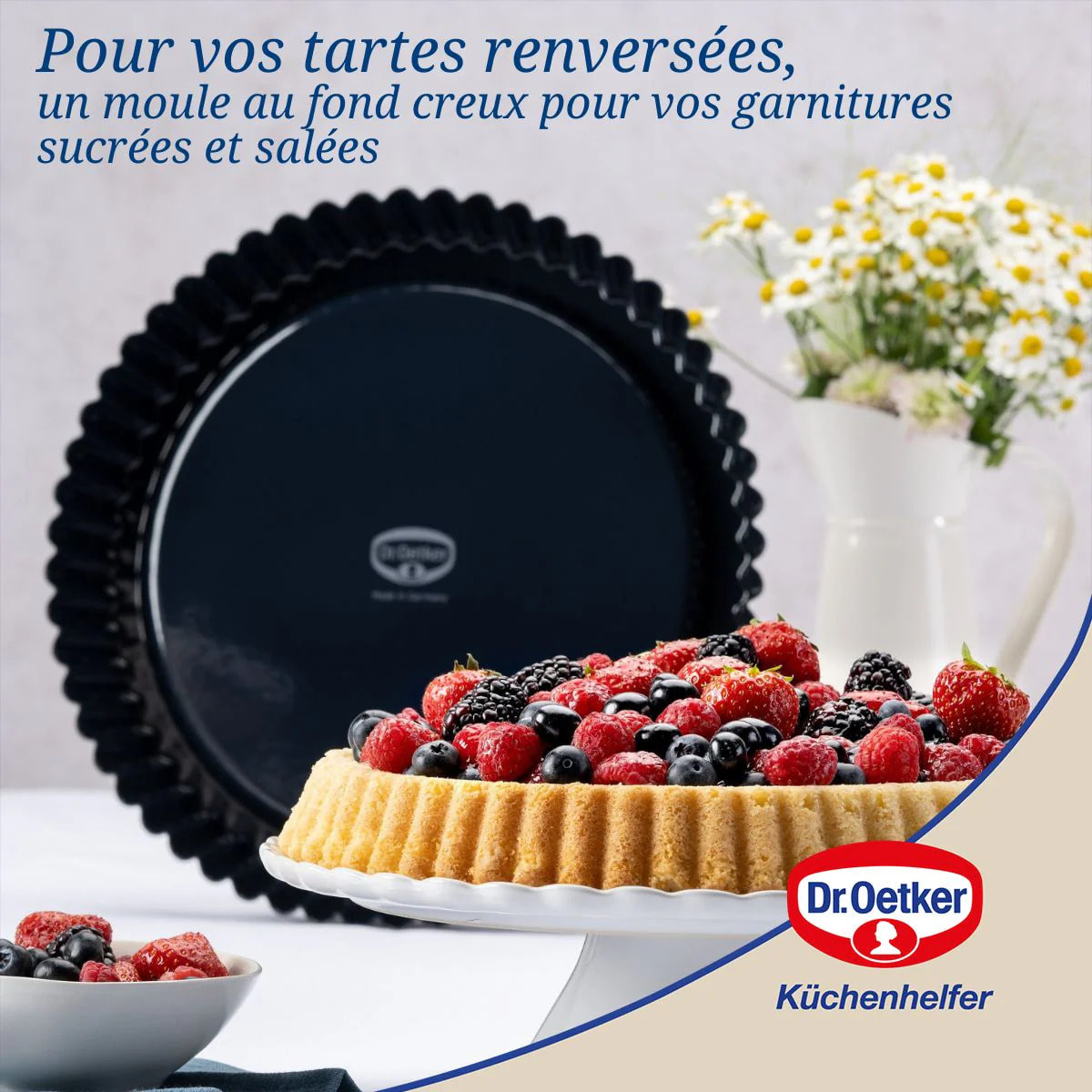 Plat à tarte 28 cm avec revêtement en quartz émaillé Dr.Oetker Back Liebe