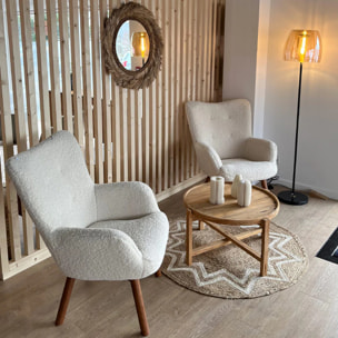 Table basse ronde en bois de teck recyclé D70 cm - Kouma