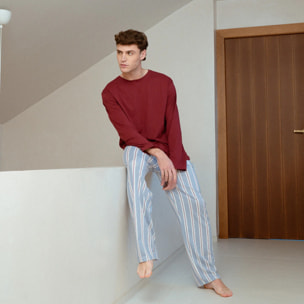 Pijama largo de algodón johan burdeos