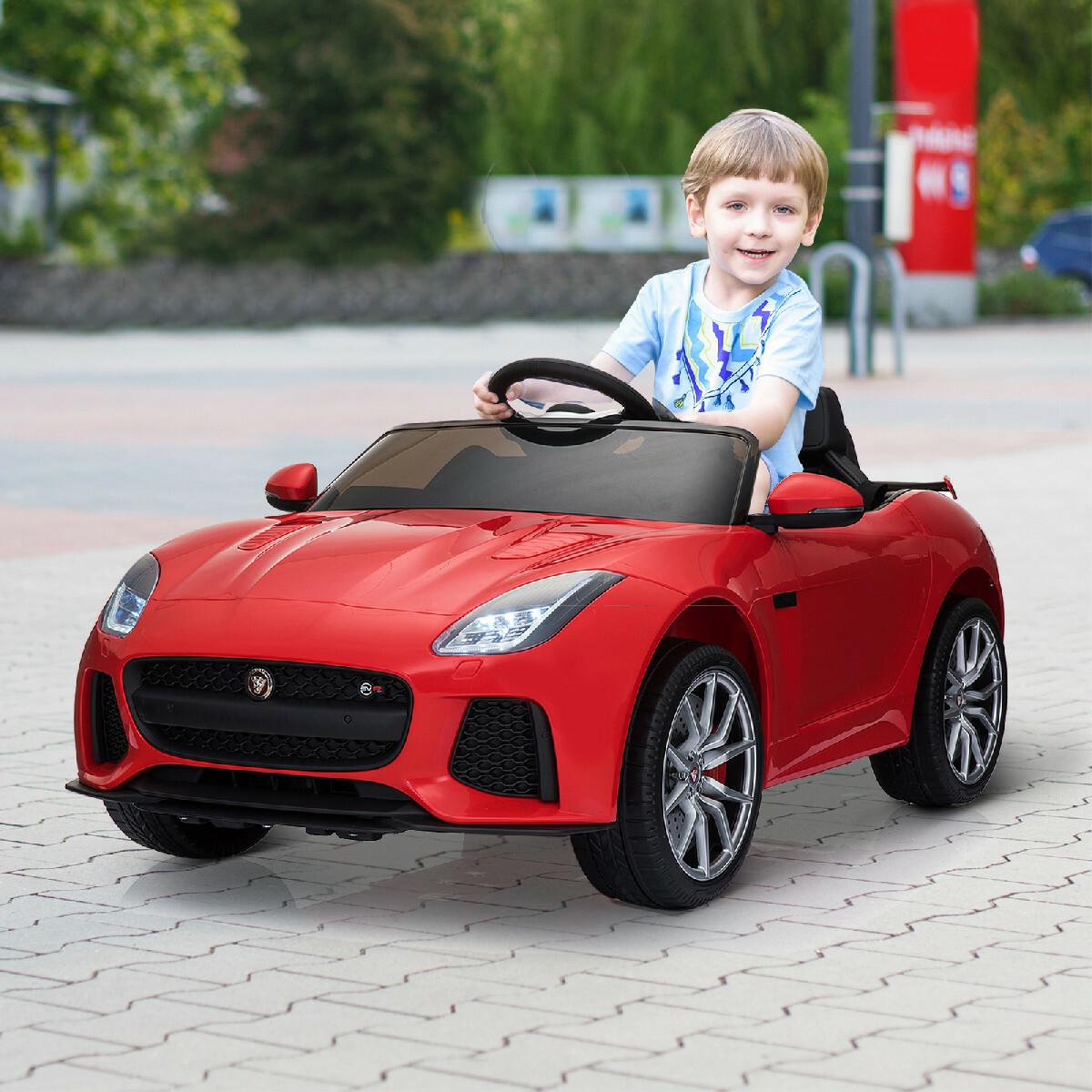 Voiture véhicule électrique enfants 12 V - V. max. 8 Km/h effets sonores + lumineux rouge Jaguar F-Type SVR coupé