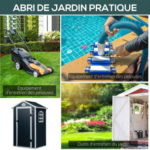 Abri de jardin - cabanon porte verrouillable, fenêtre - dim. 1,34L x 1,04l x 2,04H m - résine PP ondulée anthracite