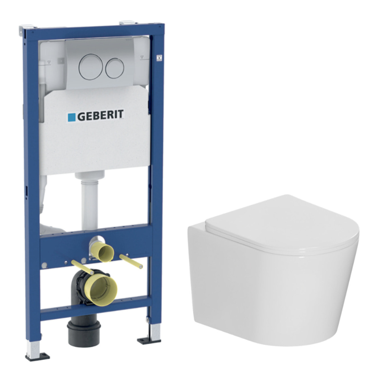 Duofix pack WC bâti-support + WC suspendu sans bride Ceramia avec abattant SoftClose + plaque (GEBCE14WT01-FR)