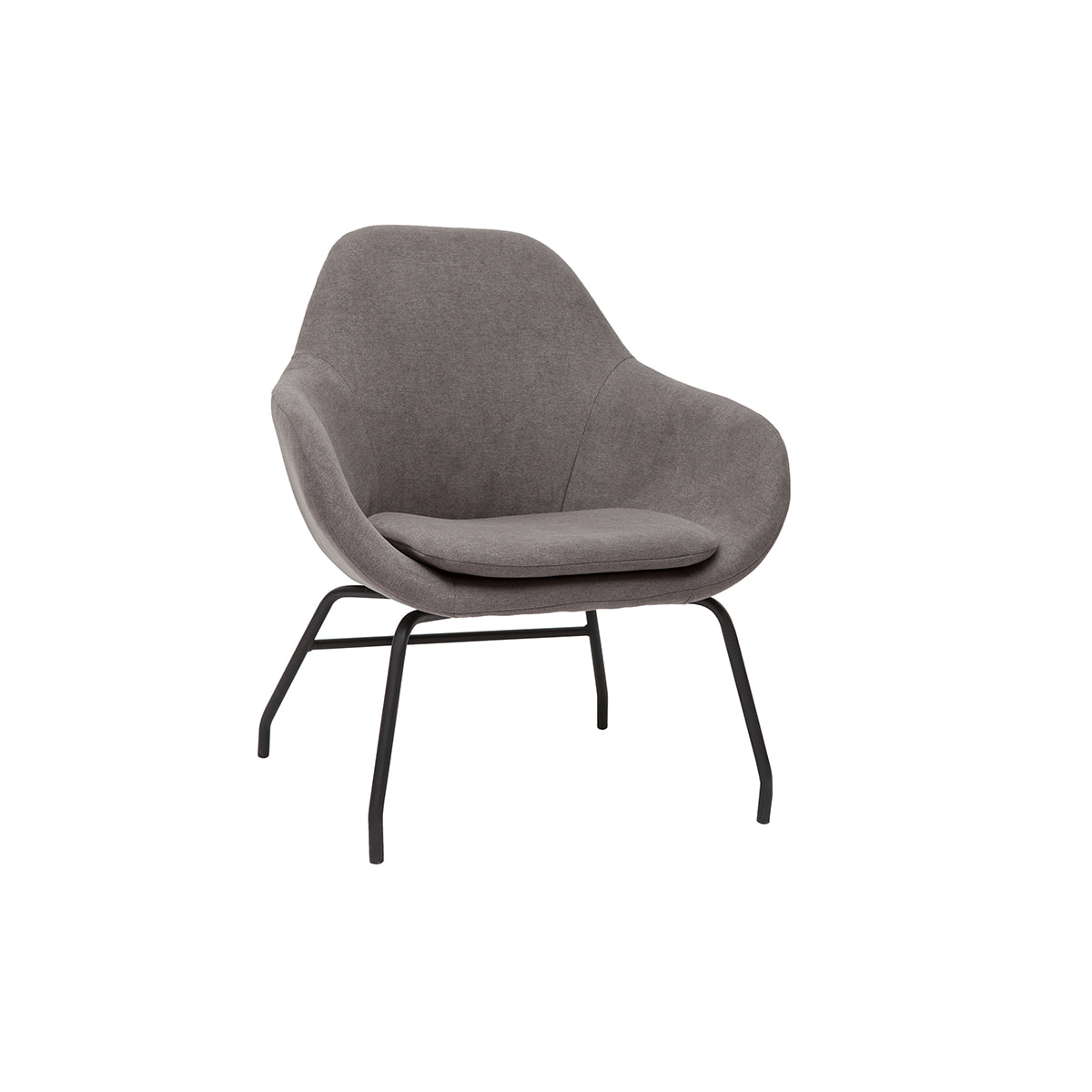 Fauteuil design en tissu effet velours gris et métal noir MAYNE