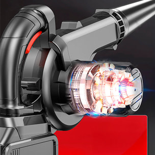 Soplador industrial DOBLE BATERIA de iones de litio 6500mAh, 4,5kpa, 1.6 m/m y 2000rpm.