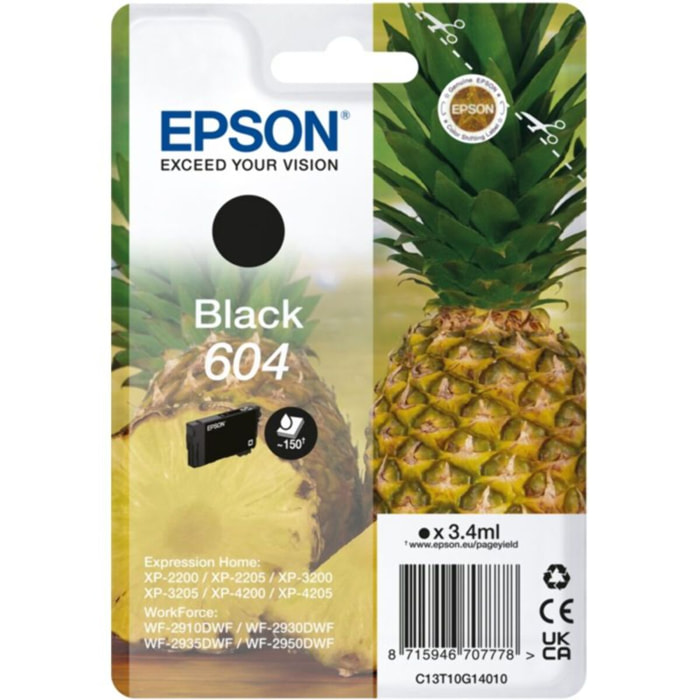 Cartouche d'encre EPSON Originale 604 Noire Standard - C13T09R14010