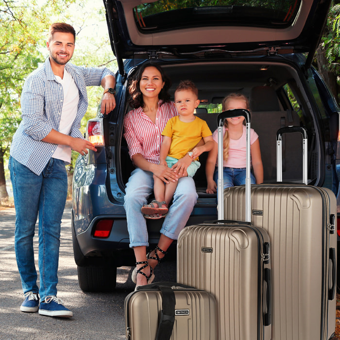 Juego De Maletas Rígidas Abs Itaca Sevron Champagne