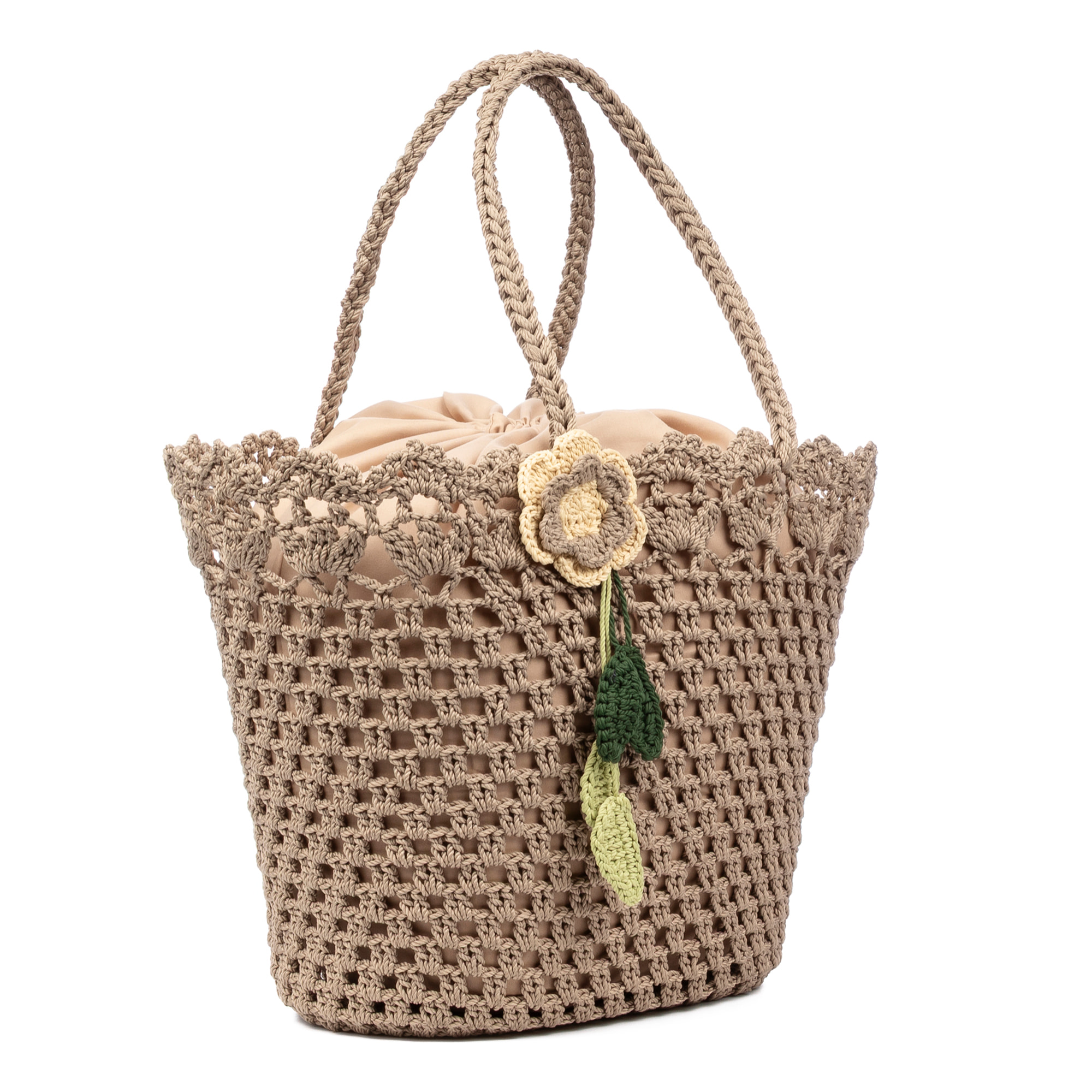 Zeccone borsa a spalla donna. Realizzata in cotone, con frangia decorativa.