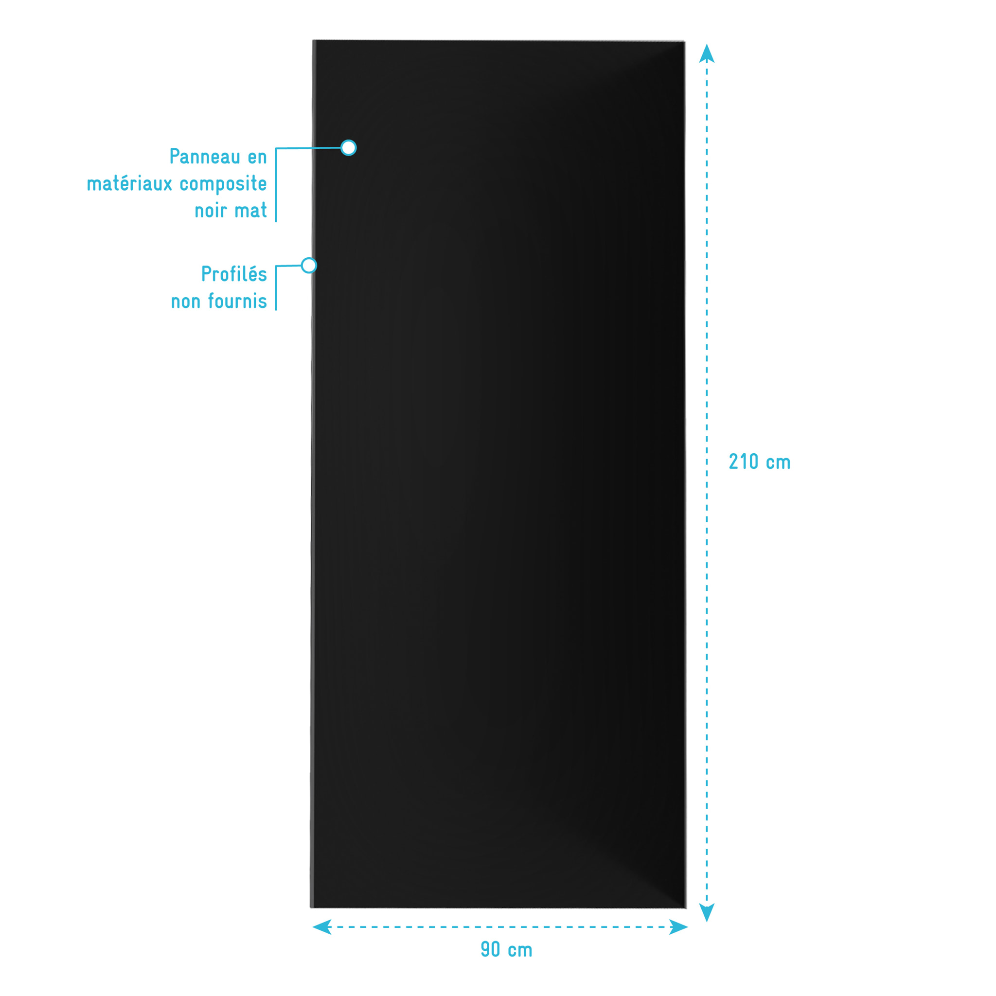 Panneau Mural Finition Aluminium Noir 90 x 210 cm - WALL'IT NOIR