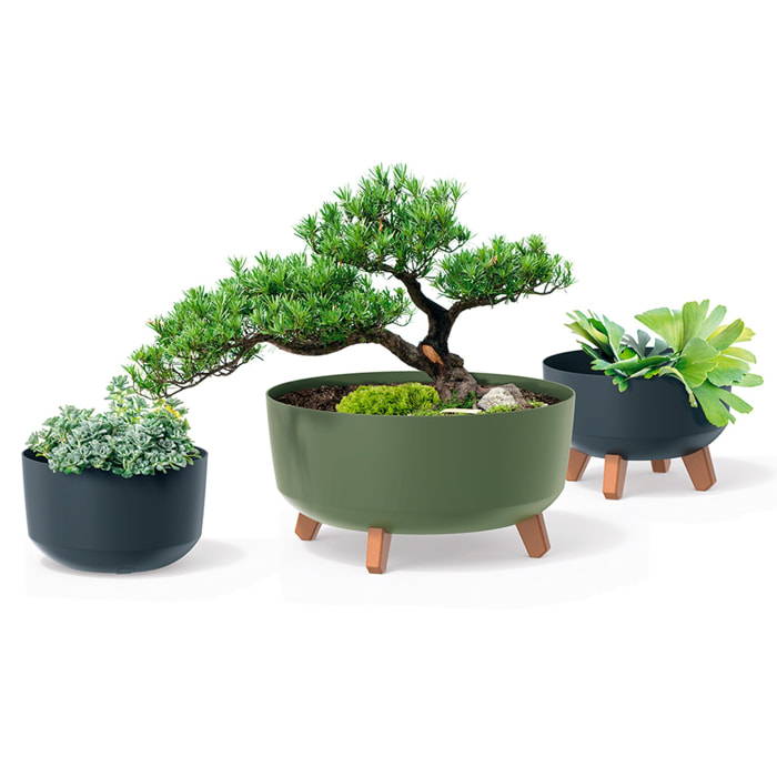 Macetero color verde tierra,sin depósito , colección gracia de 23,8cm x 23,8cm x 18,7cm cm, capacidad de 5,1 l.