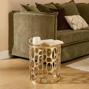 Table d'appoint Mesh ronde D.36,5cm doré