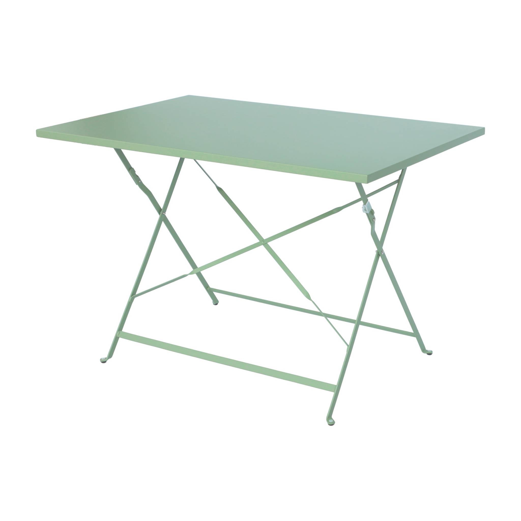 Table de jardin bistrot pliante métal + 4 assises 110 x 70cm. avec quatre chaises pliantes. acier thermolaqué