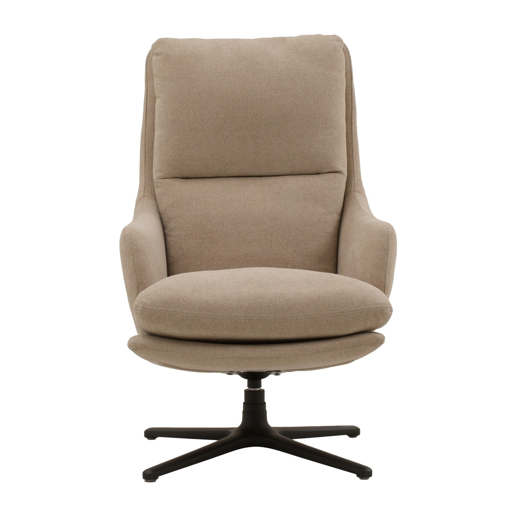 Poltrona girevole NEW ARLEY in tessuto beige e base in metallo nero