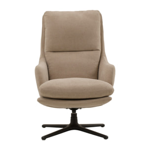 Poltrona girevole NEW ARLEY in tessuto beige e base in metallo nero