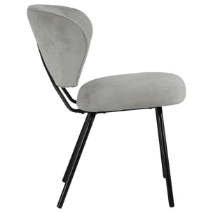 Lot de 2 chaises en velours côtelé gris clair NILSA