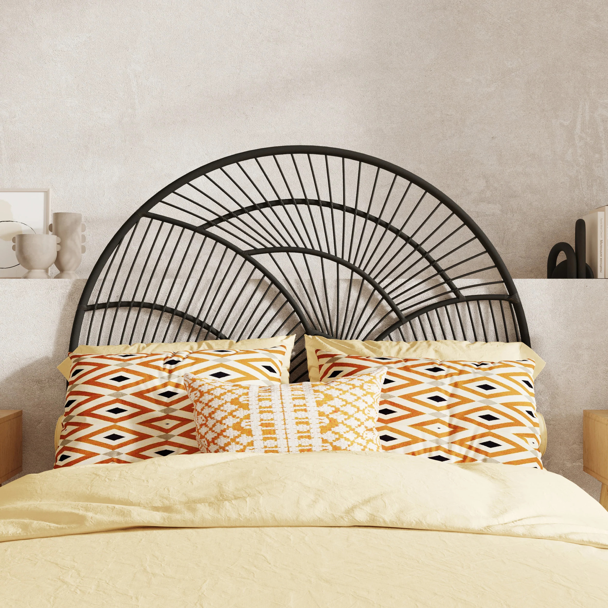 Tête de lit en rotin noir 140 cm - Séléné