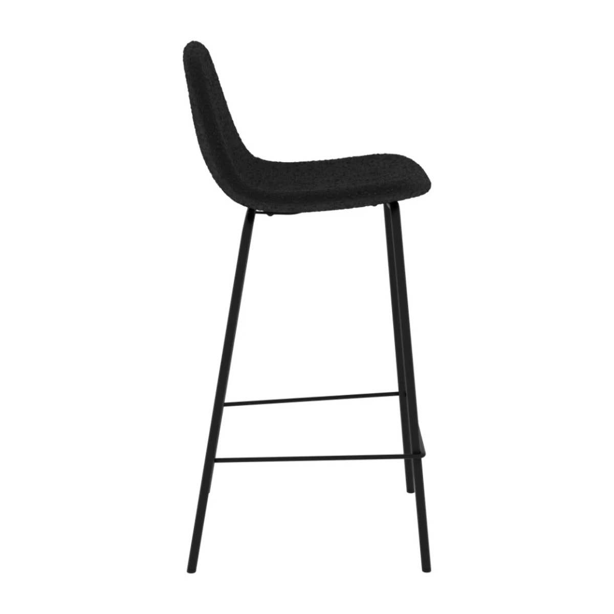 Lot de 2 chaises pour îlot central 65.5 cm en tissu bouclette noir - Henrik