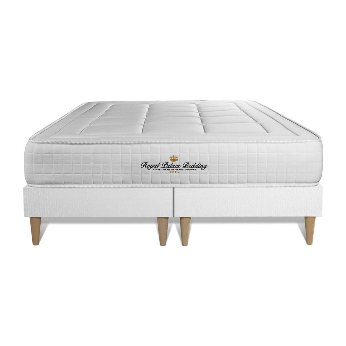 Ensemble - Matelas Mémoire de forme 24cm d'épaisseur - 3 zones de confort - Confort ferme - Sommier tapissier monobloc - 2 places