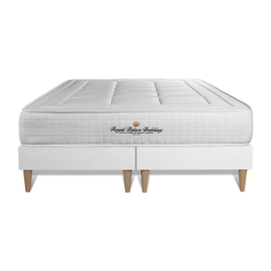 Ensemble - Matelas Mémoire de forme 24cm d'épaisseur - 3 zones de confort - Confort ferme - Sommier tapissier monobloc - 2 places