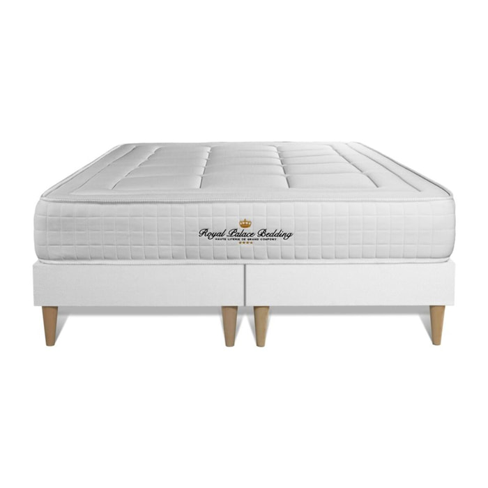 Ensemble - Matelas Mémoire de forme 24cm d'épaisseur - 3 zones de confort - Confort ferme - Sommier tapissier monobloc - 2 places