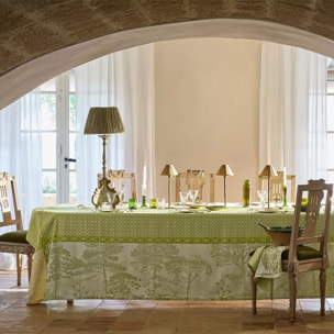 Nappe anti tache pur coton motif jacquard Le sud vert