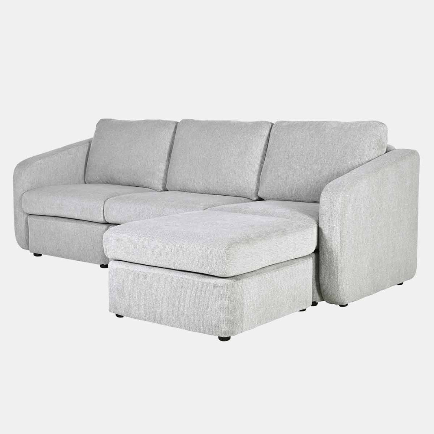 Canapé modulable 3 places gris clair avec pouf GALEGO