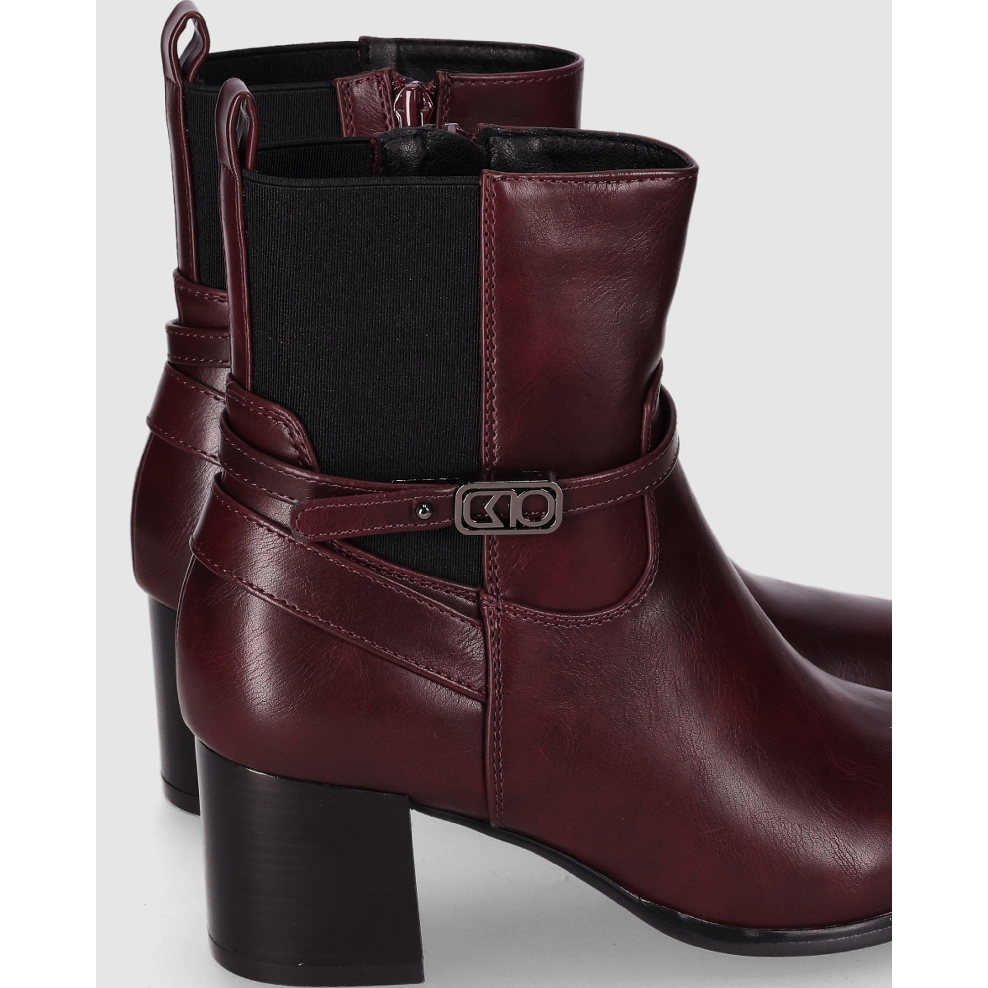 Botines - Vino - Tacón: 6 cm