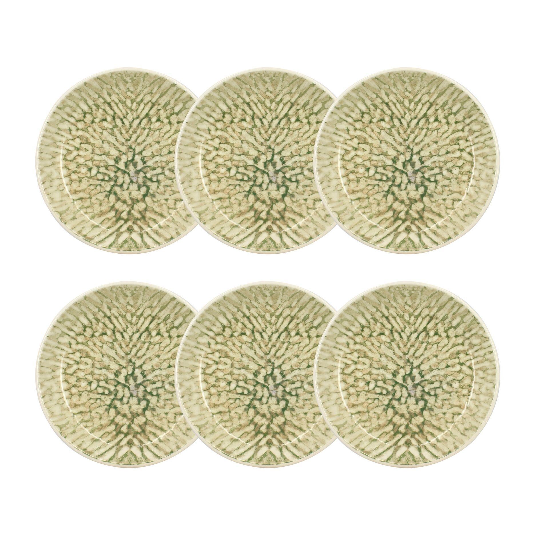 Lot de 6 assiettes creuses vertes en grès 20,5cm  JADE