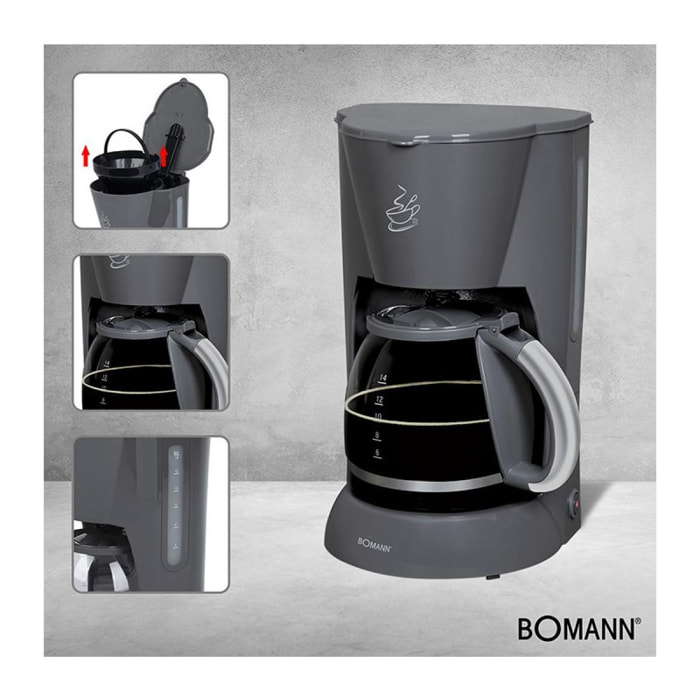 Cafetière 12-14 tasses 1,5L Bomann KA 183 CB Gris