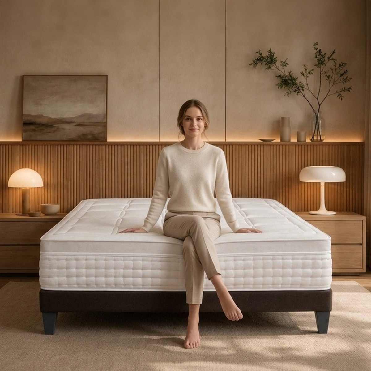 Ensemble Matelas Empereur & Sommier KIT15, 33 cm Mémoire de Forme et Gel Thermorégulateur, technologie Tri-Lattes, Soutien Ferme