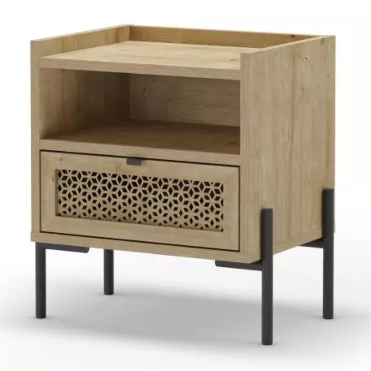 Mesita de noche Koivu Roble Negro