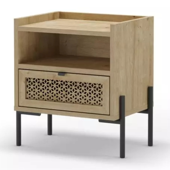 Mesita de noche Koivu Roble Negro